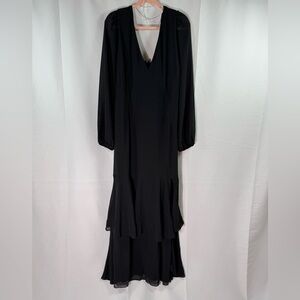 Lulus Black Bishop Sleeve V-Neck Gown 3X